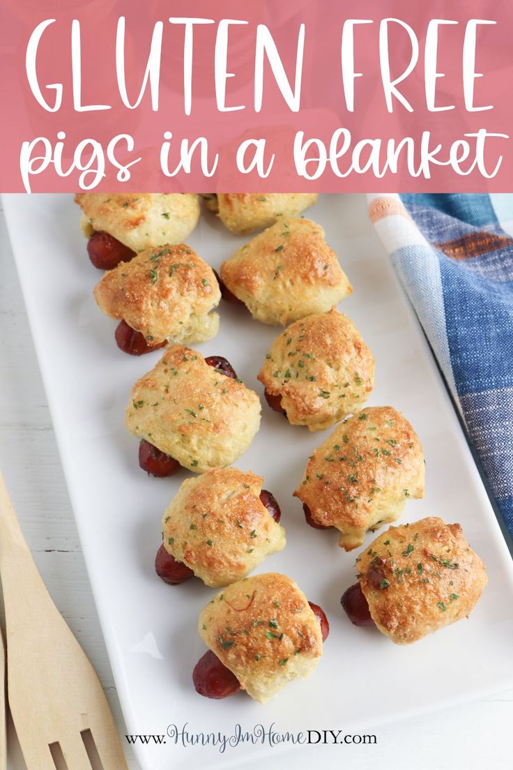 gluten free pigs in a blanket on a white plate