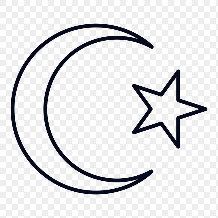 the crescent and star icon is shown in black on a transparent background, with no background