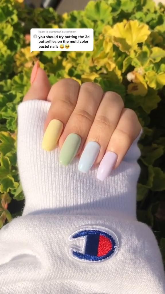 Multicolored Nails, Cheap Nail, Coffin Shape Nails, Cute Gel Nails, Nail Tattoo, Acrylic Nails Coffin Short, Rainbow Nails, Pastel Nails, Birthday Nails