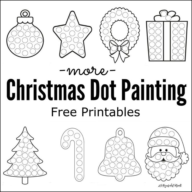 christmas dot painting worksheet with free printables for kids to color on