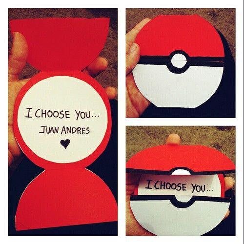 someone is holding up a card with the words i choose you and an image of a pokeball