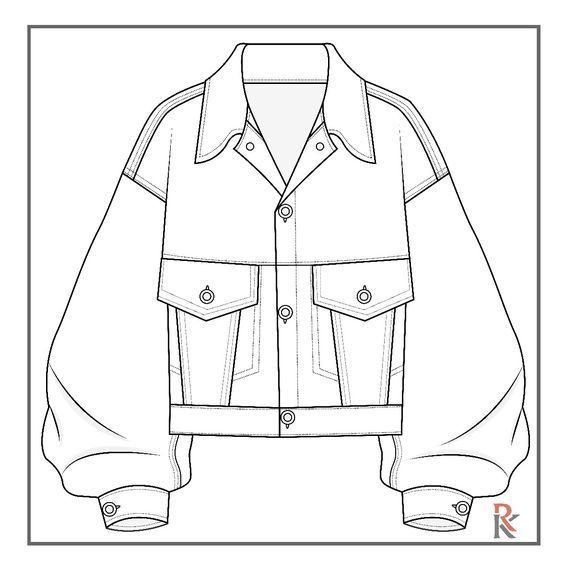 a drawing of a jacket with buttons on the sleeves