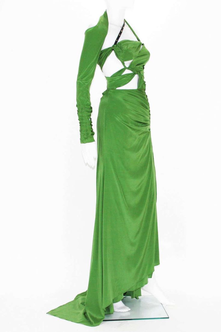 Tom Ford For Gucci, Tom Ford Gucci, Ethereal Dress, Green Corset, Silk Cocktail Dress, Bespoke Tailoring, Column Dress, Feather Dress, Dress Gown