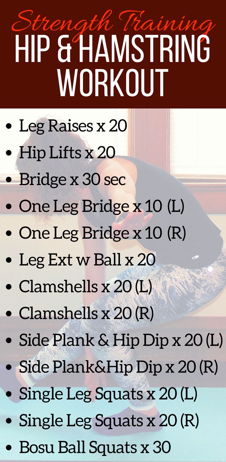 a poster with instructions for how to do the hip and hamstring workouts