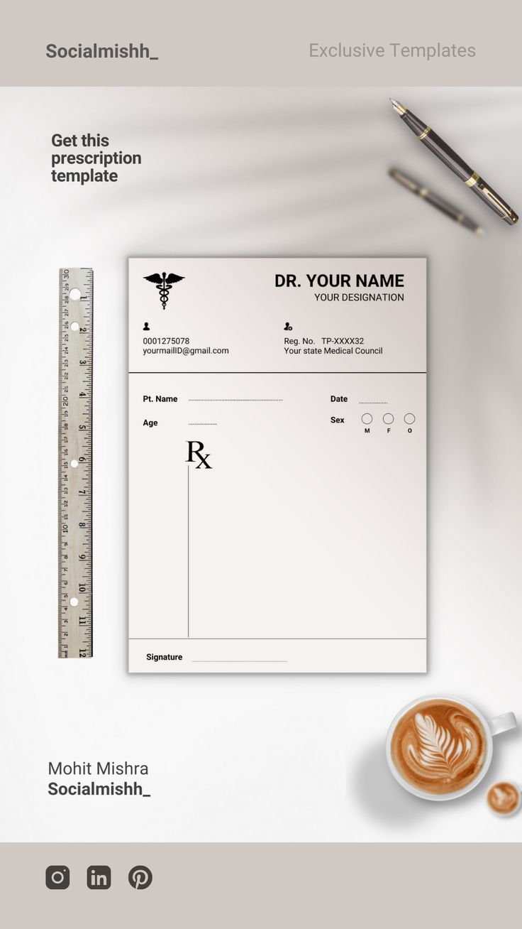 Get this Doctor Rx Pad Medical Regular Prescription Form  Template. 
Dm me on Instagram to get customizable Template,
Available on canva, and pdf file.

Or let me know to customize it acoording to you.
#doctor #medical #medicalprescription #prescriptiontemplate #doctorpad Prescription Pad Design, Prescription Template, Prescription Pad, Indian Wedding Video, Social Media Designs, Form Template, Pad Design, Wedding Video, Medical Prescription