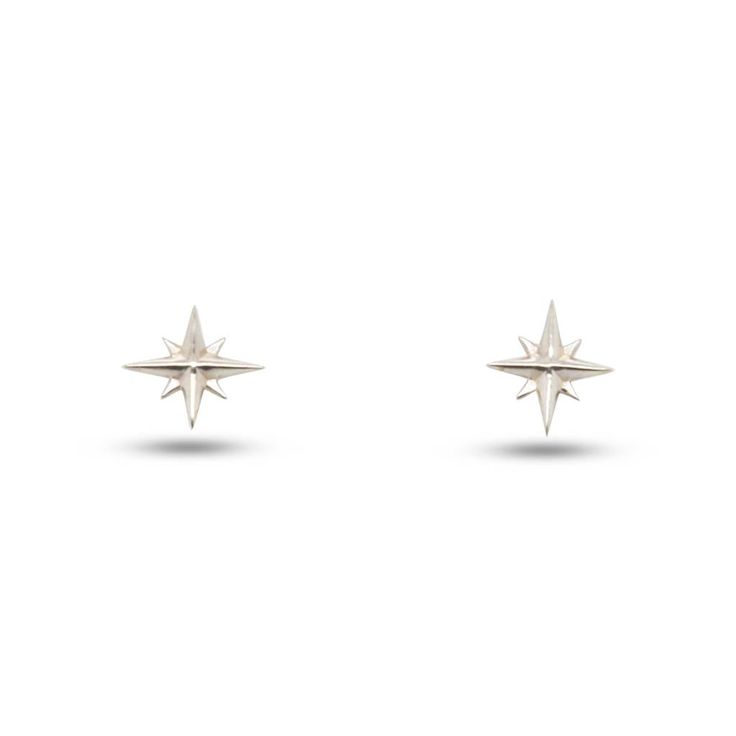 sterling silver star stud earrings Celestial Silver Earrings With Star Charm, Elegant Silver Earrings With Star Charm, Sterling Silver Star-shaped Single Earring, Silver Sterling Silver Earrings With Star Charm, White Sterling Silver Earrings With Star Charm, Silver Starburst Celestial Earrings, White Sterling Silver Celestial Earrings, Celestial White Sterling Silver Earrings, Nickel-free White Gold Star Jewelry