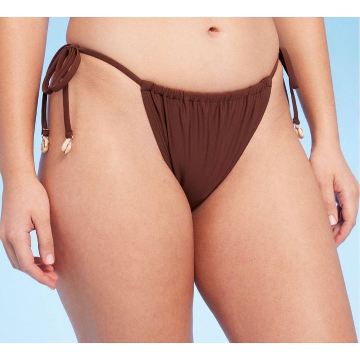 Wild Fable - Women's Shell Charm Side-Tie Adjustable Bikini Bottom - Low-Rise High-Rise - Brown - Extra Large (16) -Size: Extra Large (16) (Women's) -Measurements: Please See Photos Above For All Measurements -Material: Please See Photos For Materials Tag -Condition: New With Tags -Colors May Slightly Vary From Photography Lighting -Will Ship In One Business Day Package Weight: 8 Oz Package Dimensions: 9 X 6 X 2 In I Ship Items Out Every Day So Expect A Quick Delivery! Please Feel Free To Ask An Solid Color Bikinis, High Leg, Wild Fable, Light Photography, Water Features, Bra Sizes, Womens Swim, Soft Fabric, Low Rise