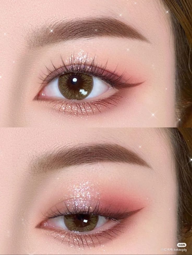 Uzzlang Eye Makeup, Korean Idol Makeup Look, Subtle Red Eye Makeup, Graduation Look Makeup, Eye Makeup Korean, Korean Wedding Makeup, Membentuk Alis, Cute Eye Makeup, Doll Eye Makeup