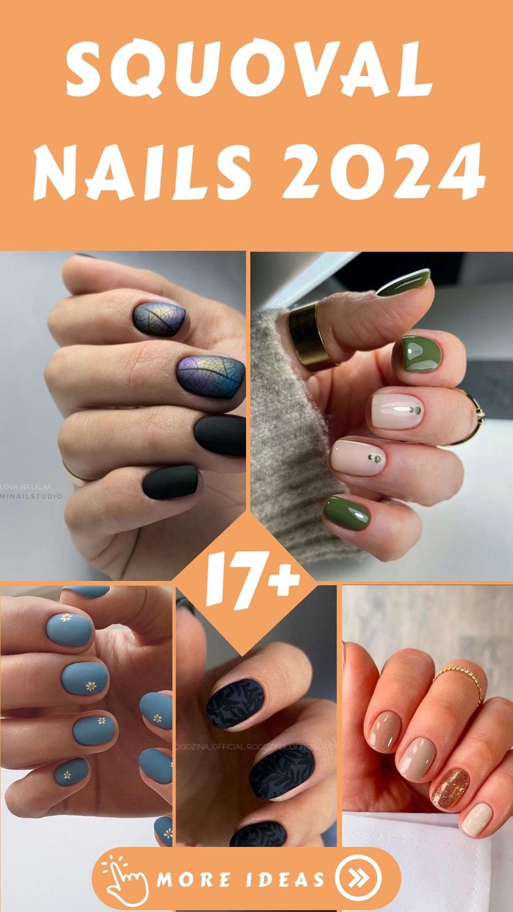 Nails shape Squoval Nail Shapes, Nail Shape Squoval, Short Nail Shapes Squoval, Squared Oval Nails Designs, Short Squoval Nails Spring, Simple Nails 2024, Spring Nails Squoval, Nail Inspo Trendy 2024, Trendy Nails Squoval