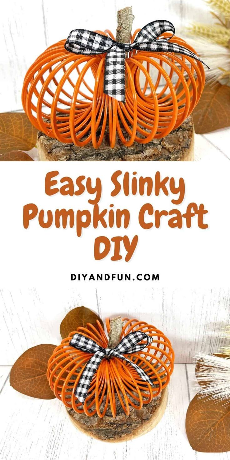 an easy pumpkin craft for kids to make with yarn and wood is the perfect fall decoration