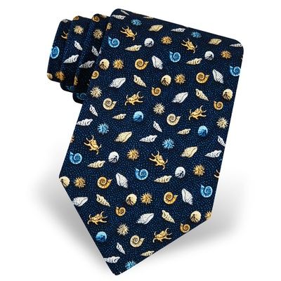 What The Shell Tie by Alynn Novelty Blue Ties As Summer Gift, Blue Tie For Summer As A Gift, Blue Ties For Summer Gift, Blue Tie For Summer Gift, Ocean-inspired Shell Gift For Summer, Blue Ocean-inspired Shell For Summer, Ocean-inspired Shell As Summer Gift, Navy Blue Tie, Blue Tie