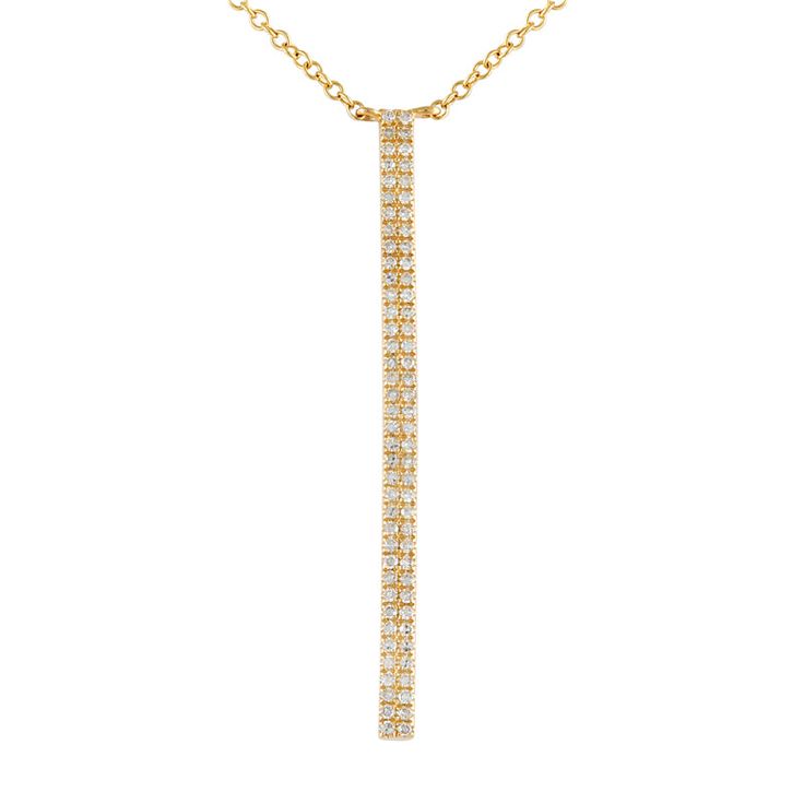 Loving Moderate Statements You love sleek, minimal, but bold styles and we got it all here for you in our Medium Diamond Vertical Bar Necklace. It's got that dainty design you'll adore and 14k gold bar that's filled with brilliant white diamonds. Because on top of everything beautiful, you also deserve all the luxury in the world. Feeling Like a Special Night Out Any night can feel like a special night out when you wear our Medium Diamond Vertical Bar Necklace. Slip it on and you'll look effortl Zig Zag Ring, Diamond Huggie Earrings, Vertical Bar Necklace, Vertical Bar, We Got It, Diamond Bar, Gold Bangle Bracelet, Bar Earrings, Gold Bar