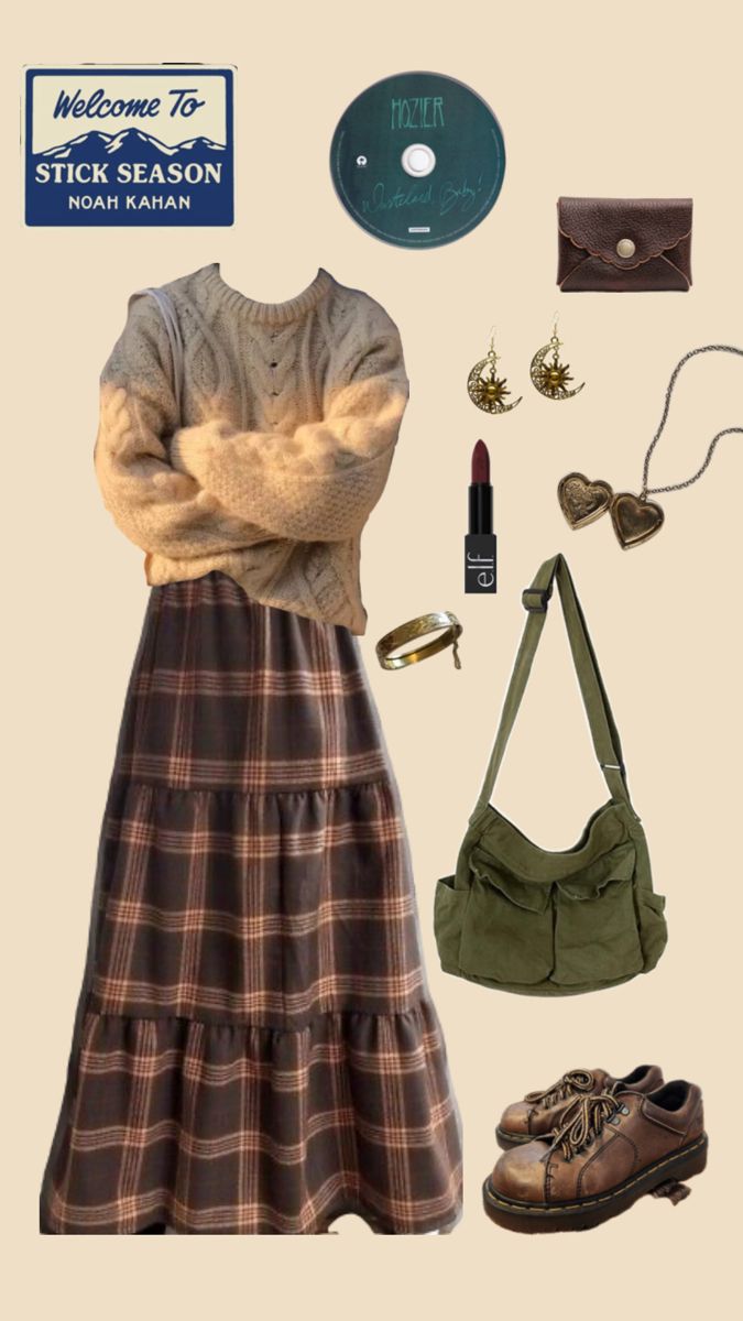 hozier outfit inspo, noah kahan, granola girl autumn, earth tones outfit inspo Camp Core Outfits, Earthy Colors Outfit, Granola Skirt Outfit, Granola Style Aesthetic, Simple Granola Outfits, Cozy Core Outfit, Noah Kahan Outfit, Hozier Inspired Outfits, Earth Girl Aesthetic Outfits