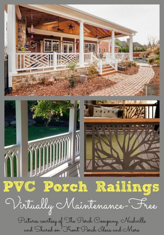 the porch railings are designed to match the house's exterior