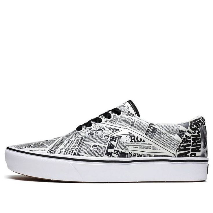 Looking for a way to add some magic to your life? Check out the Vans Harry Potter x ComfyCush Era 'Newspaper'. This special edition shoe was released in June 2019 and features a whimsical Daily Prophet print on the canvas upper. The black laces and white eyelets provide the perfect contrast to the print, while inside, the moisture-wicking lining and arch support help keep your foot cool and comfortable. The black 'Off The Wall' bumper logo adds a unique touch to this classic style. Newspaper Shoes, Daily Prophet, White Eyelet, Black Sneakers, Black Laces, Vans Old Skool Sneaker, Sport Wear, Sneakers Shoes, Skate Shoes