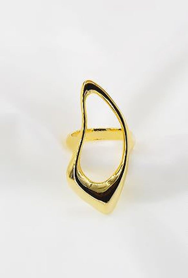 akiva - sculpture ring one size / gold Elegant Open Band Metal Jewelry, Elegant Open Ring Jewelry With Unique Design, Elegant Adjustable Metal Ring, Modern Adjustable Open Ring Jewelry, Modern Gold Rings With Unique Design, Modernist Handmade Gold Jewelry, Handmade Modernist Gold Jewelry, Elegant Open Ring Made Of Metal, Elegant Open Ring In Metal