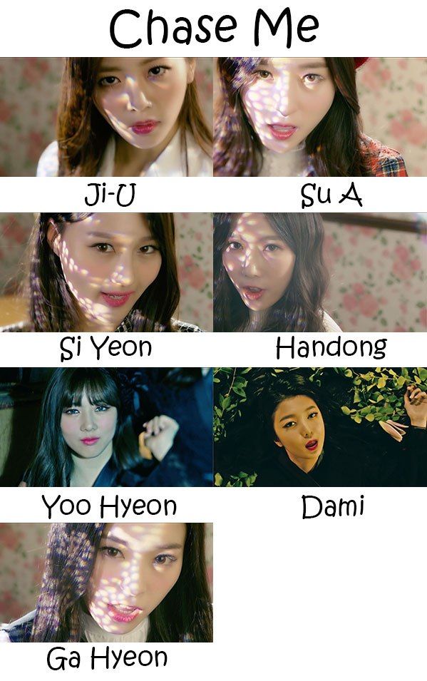 the members of girls'generation are shown with their names in different colors and font