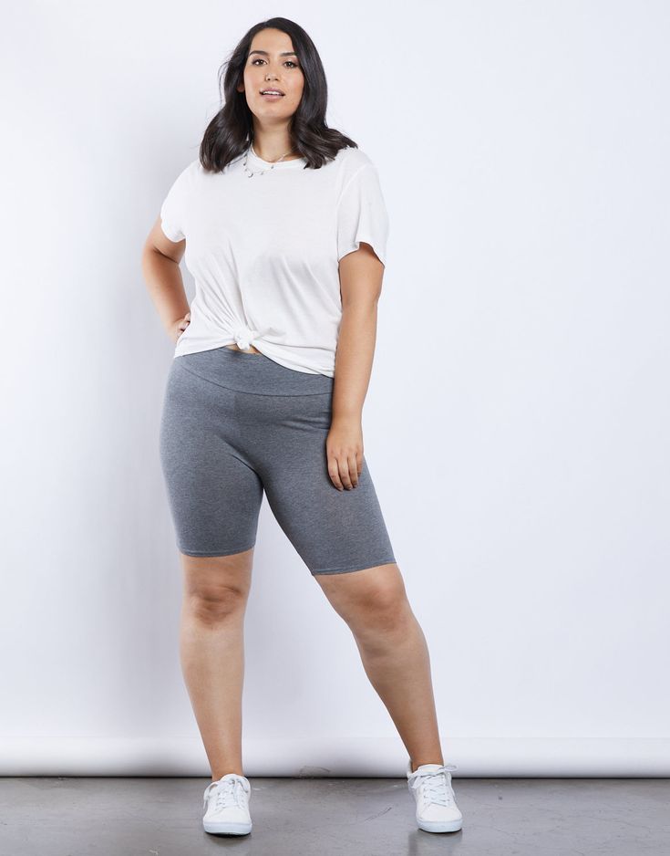 The Curve Relax This Weekend Shorts are made of a soft knit material and does stretch. Band can be worn folded over. Wear this with a graphic tee, denim jacket and strappy heels. Model is 5'8", bust 34DD", waist 32", hips 46" and is wearing a size 1XL. Materials and CareThese shorts are made from 95% Cotton and 5% Spandex. Hand wash cold. Imported. Casual Activewear With Wide Waistband Short Length, Casual Stretch Biker Shorts With Wide Waistband, Casual Fitted Biker Shorts With Wide Waistband, Casual Biker Shorts With Wide Waistband, Casual Stretch High-waisted Activewear Shorts, Casual High-waisted Stretch Activewear Shorts, Casual Fitted Biker Shorts, Casual Activewear With Wide Waistband, Mid-thigh Length, Casual High Waist Biker Shorts With Wide Waistband