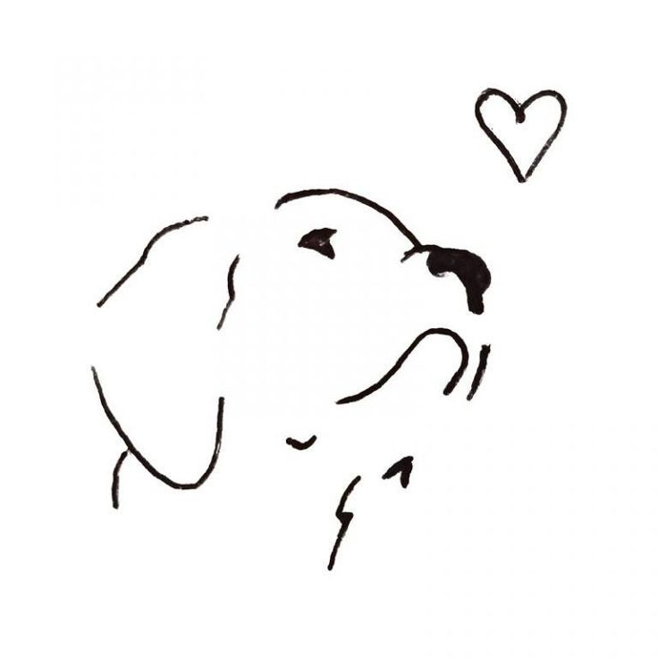 a drawing of a dog's face with hearts in the background