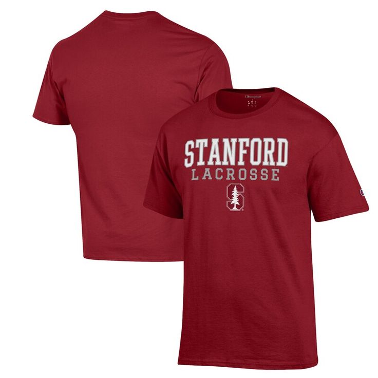 Show your love for the Stanford Cardinal everywhere you go with this Stack Logo Lacrosse Powerblend T-Shirt from Champion! The tee's reinforced seams and cotton fabric ensure maximum comfort. This is the perfect addition for any Stanford Cardinal fan. Volleyball Icon, Michigan Wolverines Hockey, Logo Volleyball, Usc Trojans Logo, Wrestling Team, Lacrosse Team, Minnesota Golden Gophers, Iowa State Cyclones, Usc Trojans