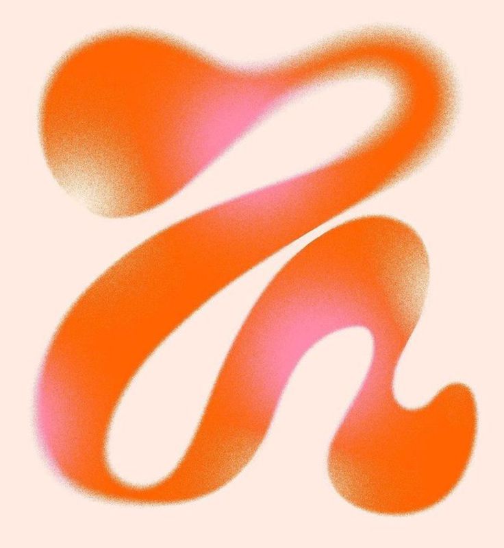 an orange and pink letter s on a white background with red swirls in the middle