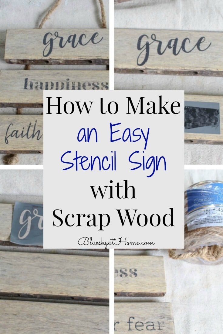 how to make an easy stencil sign with scrap wood and twine yarn