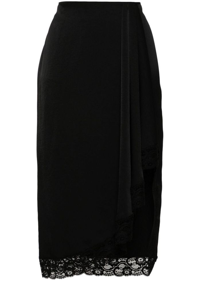 black cotton blend satin finish elasticated waistband pleat detailing draped detailing lace trim asymmetric hem side zip fastening Black Pleated Asymmetrical Evening Skirt, Asymmetrical Pleated Draped Skirt For Evening, Elegant Formal Skirt With Lace Trim, Elegant Black Draped Cocktail Skirt, Elegant Lace Evening Skirt, Black Draped Skirt With Asymmetrical Hem For Formal Occasions, Elegant Asymmetrical Draped Skirt, Elegant Asymmetrical Lace Skirt, Elegant Draped Skirt For Workwear