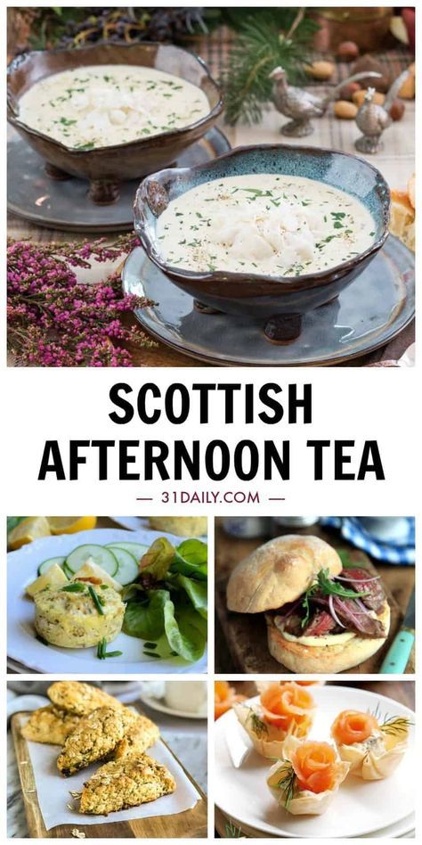 the scottish afternoon tea is served in different dishes