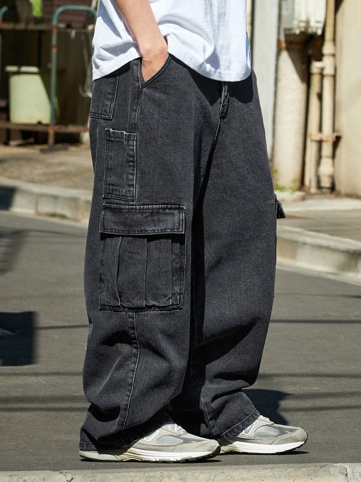 Editor's NoteMINIMAL PROJECT's Washed Wide Cargo Denim Pants is made out of high quality cotton denim fabric that went through stone washing process for vintage look. It also went through tentar and tumble washing process for softer texture, and with a high quality stitching on every part, it has a very durable structure. It has cargo pocket details and natural oversized silhouette for a trendy mood. You can style it with various items for trendy, casual and relaxed look during various seasons.& Cargo Denim Pants, Alt Clothes, Pants Outfit Men, Denim Cargo Pants, Baggy Cargo Pants, Guys Clothing Styles, Black Cargo Pants, Stylish Pants, Cool Outfits For Men