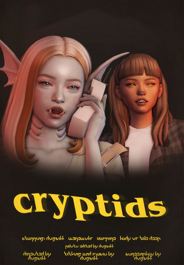 an advertisement for crypts with two girls talking on the phone and one holding a knife