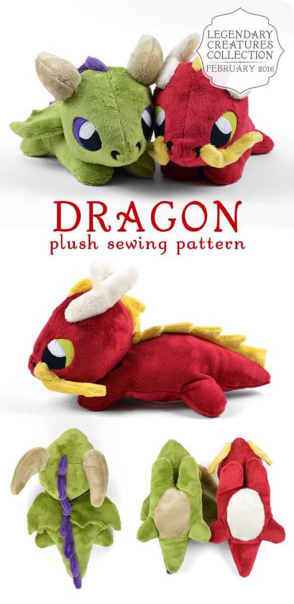 the dragon plush sewing pattern is shown with instructions to make it's own head