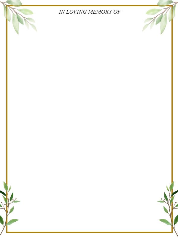 a blank card with leaves and the words in loving memory of