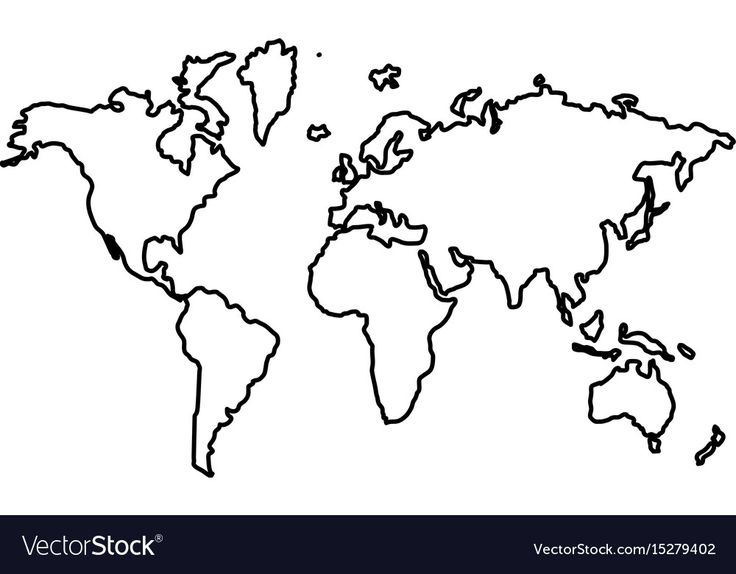 the world map drawn in black and white