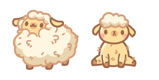 two cartoon sheep sitting next to each other