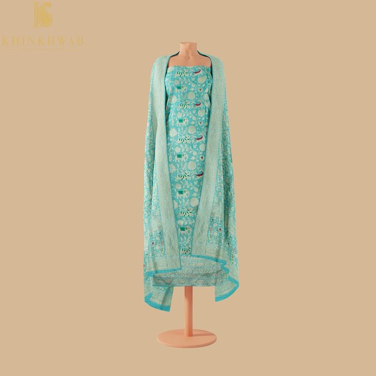 Khinkhwab brings you an exclusive Katan range in Banarasi Handloom, which is sure to make you fall in love with. This set has kurta wirh birds motifs, dupatta to match with it in golden bird design with illustrative border and salwar fabric. Fabric: Pure Katan silk Weave- Cutwork Suit 3 MetersDupatta 2.5 MetersSalwar 2.5 Meters Note- There may be slight color variations due to photographic reasons. This is a hand-woven product and any irregularities in the weaving or pattern should not be taken Birds Motifs, Suit Dupatta, Silk Banarasi Saree, Golden Bird, Banarasi Suit, Saree Banarasi, Banarasi Silk Saree, Bird Motif, Dupatta Set