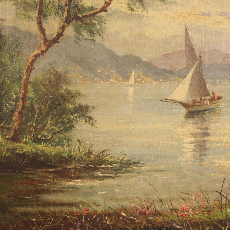 a painting of a sailboat in the water