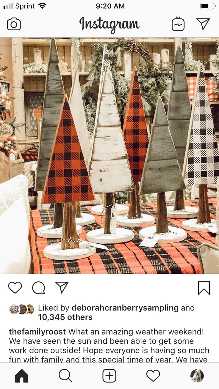 the instagram page for instagram is displayed with christmas trees and plaid table cloth