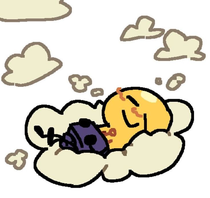 a cartoon character sleeping on top of a cloud