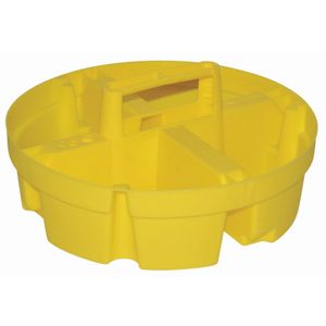 a yellow plastic container with dividers on it