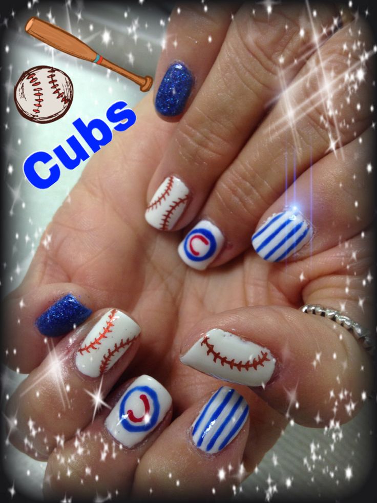 Chicago Cubs Chicago Cubs Nails, Cubs Nails, Classic Pedicure, Baseball Nails, Sports Nails, Different Color Nails, Football Nails, Foot Spa, Laugh Out Loud