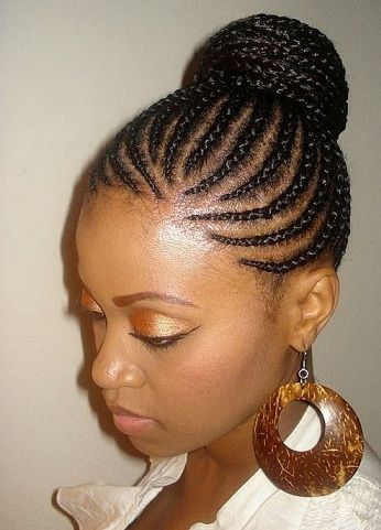 Cornrows Updo, African American Braided Hairstyles, Braided Hairstyles For Black Women Cornrows, African American Braids, Easy Bun Hairstyles, American Hairstyles, African Hair Braiding Styles, Braided Bun Hairstyles, French Braid Hairstyles