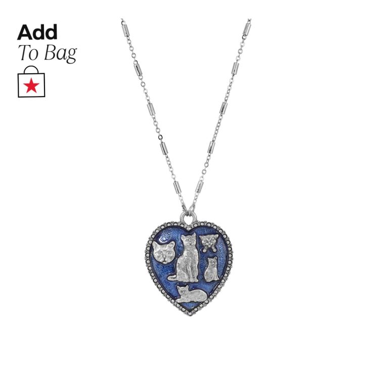 in stock Blue Cat Design Jewelry For Gift, Blue Cat Design Jewelry As Gift, Blue Jewelry With Cat Design For Gift, Blue Enamel Necklaces With Lobster Clasp, Nickel-free Blue Heart Necklaces, Heart Cat, Winter Neutral, Ralph Lauren Style, Dining Room Bench