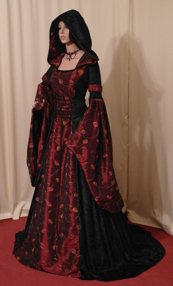 medieval renaissance VAMPIRE HALLOWEEN wedding handfasting dress custom made via Etsy Handfasting Dress, Corset Style Dresses, Medieval Gown, Vampire Halloween, Custom Made Dress, Halloween Clothing, Gothic Wedding Dress, Made Dress, Medieval Costume