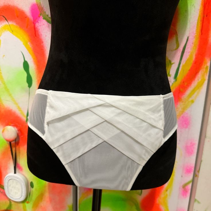 Gorgeous Sexy Panty From Chantall Thomass Size L Stunning Design Front And Back Sheer Nylon Brief Bottoms, Nylon Brief Bottoms Partially Lined, Sheer High-waist Nylon Bottoms, Fitted Partially Lined White Bottoms, Fitted White Bottoms Partially Lined, White Fitted Bottoms Partially Lined, White Fitted Partially Lined Bottoms, Sheer Stretch Brief Bottoms, Nylon Brief Bottoms With Lined Body