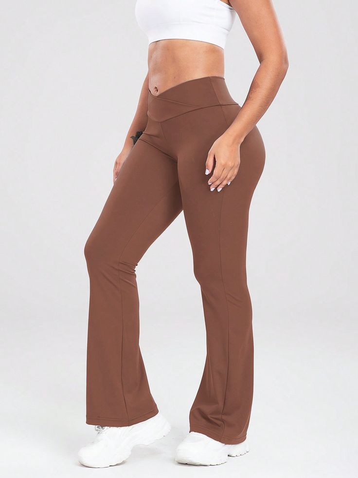 Product type: Yoga pants, casual pants, Leggings, Wide Leg Pants.
Material: 92% Polyester, 8% Spandex
Closure type: V Crossover Waist, Elastic Waist
Features: moisture wicking, stretch fabric, not tight, bringing good comfort.

[UNIQUE DESIGN ]- Flare Leg and Cross-Waist design.Flare Leg allow you to move without restriction, effectively helps hide the defects of the calf, and creates the contour and slender appearance of the popular line.Crossover design which perfectly reveals the navel, and i Non-stretch Elastane Yoga Pants, Solid Yoga Trousers For Workout, Elastane Yoga Straight Pants, Solid Color Workout Yoga Trousers, Elastane Straight Pants For Yoga, Workout Yoga Trousers, Stretch High-waisted Yoga Pants, High-waisted Yoga Pants In Elastane, Straight Yoga Pants With Elastane