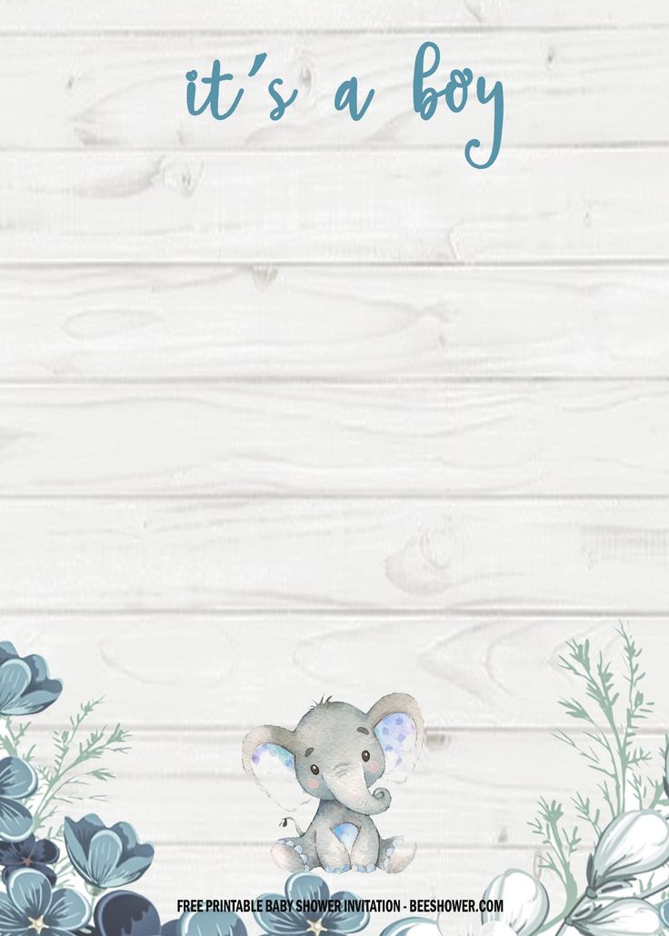 it's a boy card with an elephant and blue flowers on the bottom corner