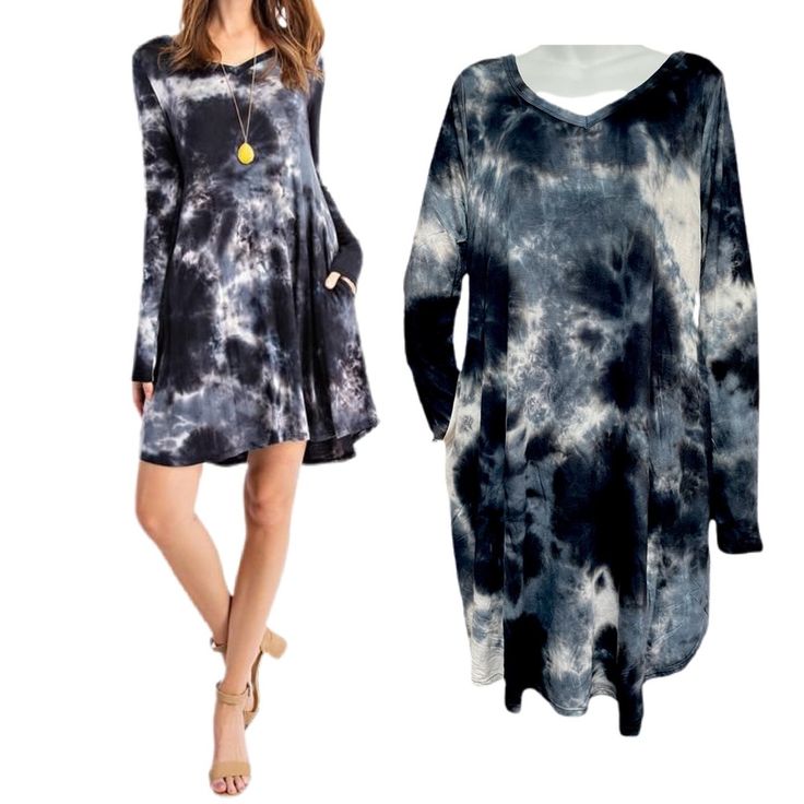 Long Sleeve Tie-Dye Print Swing Dress This T-Shirt Tunic Dress Is So Comfortable And Fun! It Is Super Soft And Has Hidden Pockets. Long Sleeves, V-Neck, Tie Dye Print, Pockets. Model Is Wearing Size Small. 95% Rayon, 5% Spandex. Tie Dye Long Sleeve Summer Dress, Summer Tie Dye Long Sleeve Dresses, Long Sleeve Tie Dye Summer Dress, Spring Tie Dye Long Sleeve Dress, Yellow Long Sleeve Dress, Mode Dress, Ruffle Summer Dress, Long Sleeve Ruffle Dress, Long Sleeve Cotton Dress