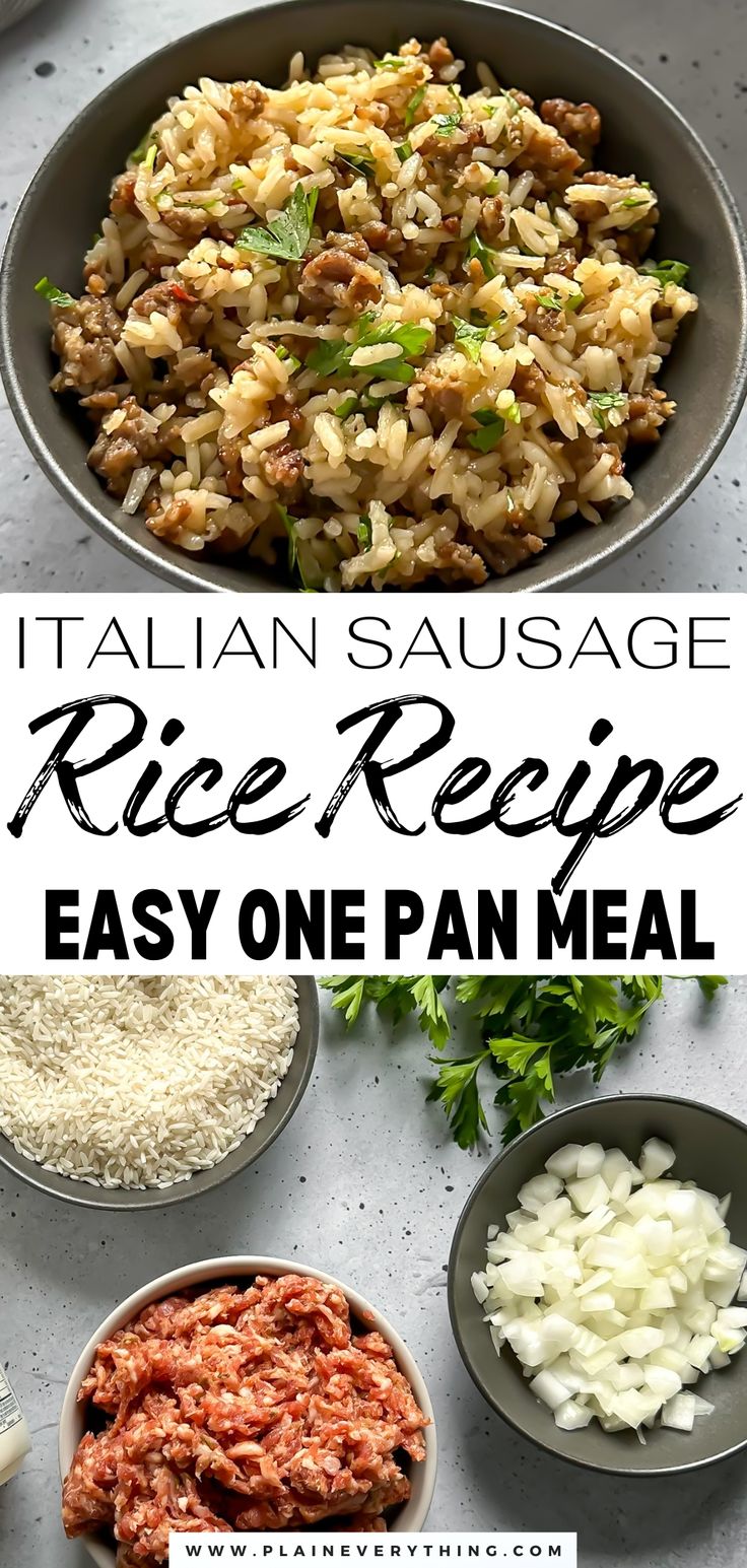 Sausage Rice Recipe Recipes To Make With Sausage, Ground Pork Rice Recipes, Recipe For Ground Sausage, Italian Sausage Lunch Recipes, Rice With Sausage, Sausage And Rice Recipes Crock Pot, High Protein Rice Meals, Meat Rice And Veggies Meal Prep, Sausage And Rice Recipes For Dinner