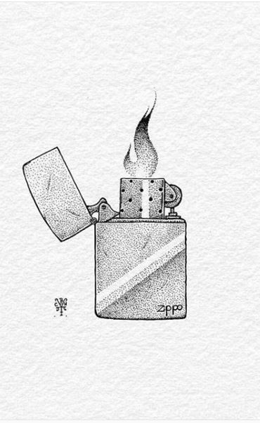 a drawing of a lighter that is burning