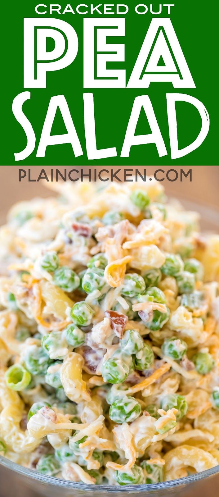 this pasta salad is loaded with peas, cheese and other ingredients to make it the perfect side dish for st patrick's day